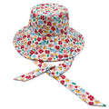 Bucket Hat with Red Floral Print and Chin Tie, Trendy Casual Accessory