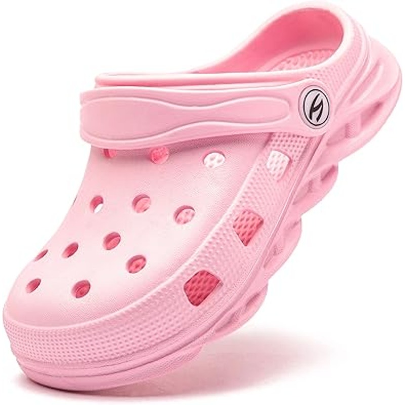 New Hobibear Toddler Girls Size 8 Pink Clogs Slip on Water Shoes w Bonus Charms