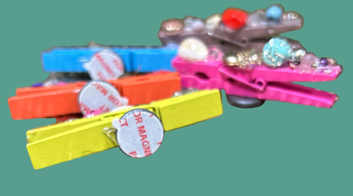 Handcrafted Colorful Clothes Pins with Magnet