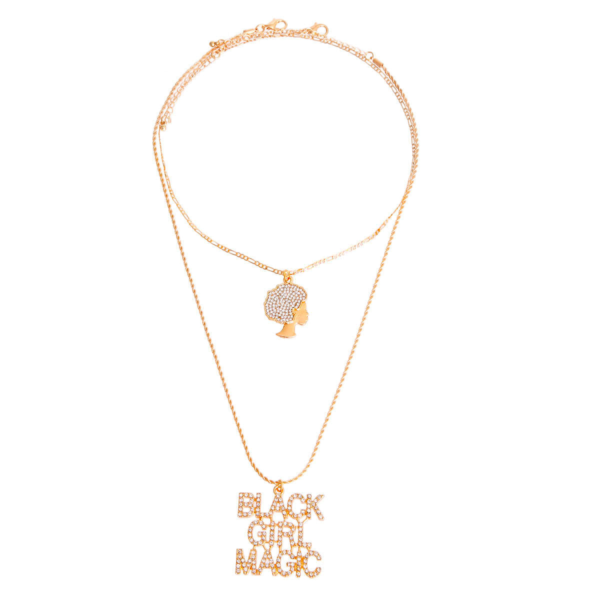 Statement Necklace Gold Double Chain Black Girl Magic Trendy Jewelry
