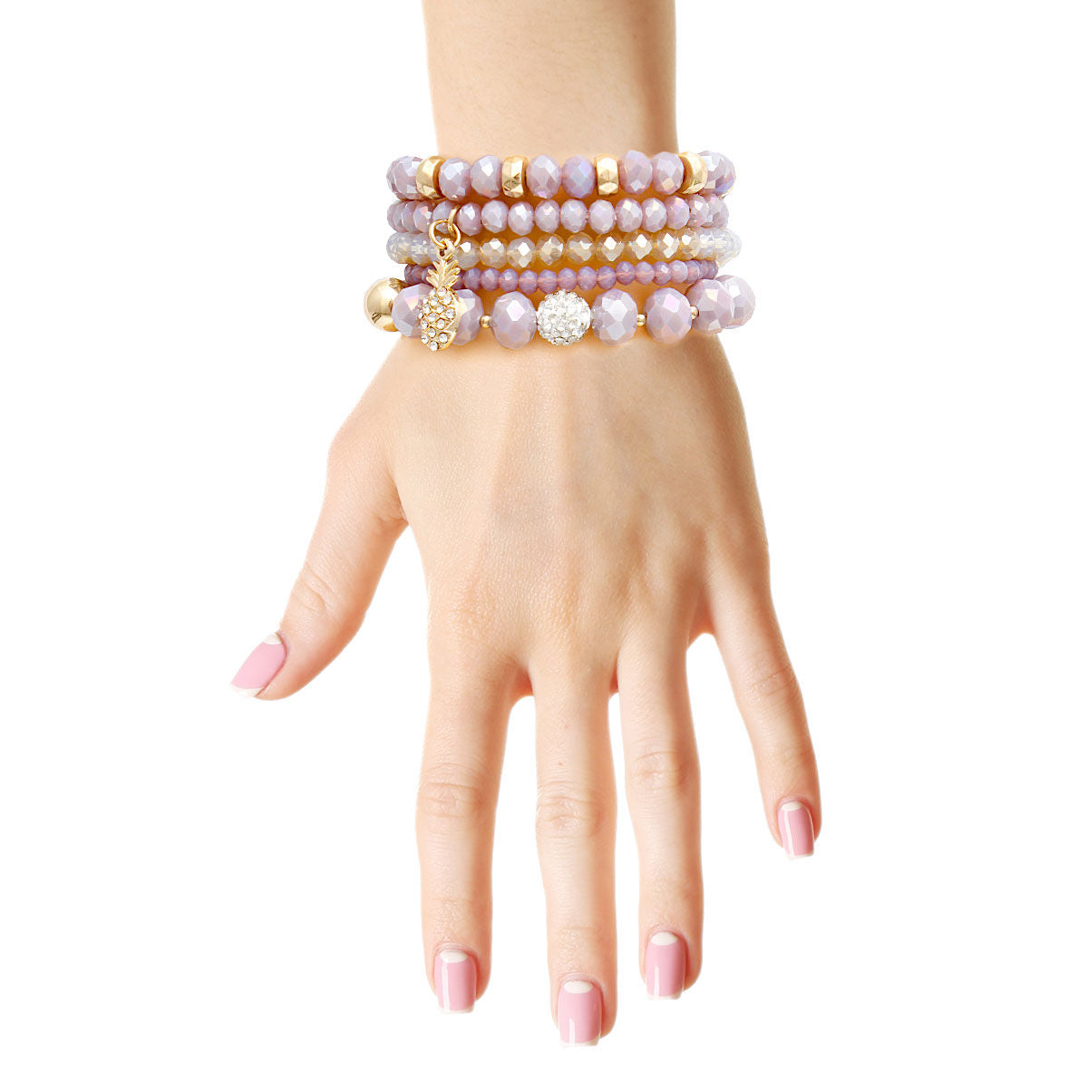 Charm Bracelet with Light Purple Pineapple Pendant – Trendy Fashion Jewelry Accessory