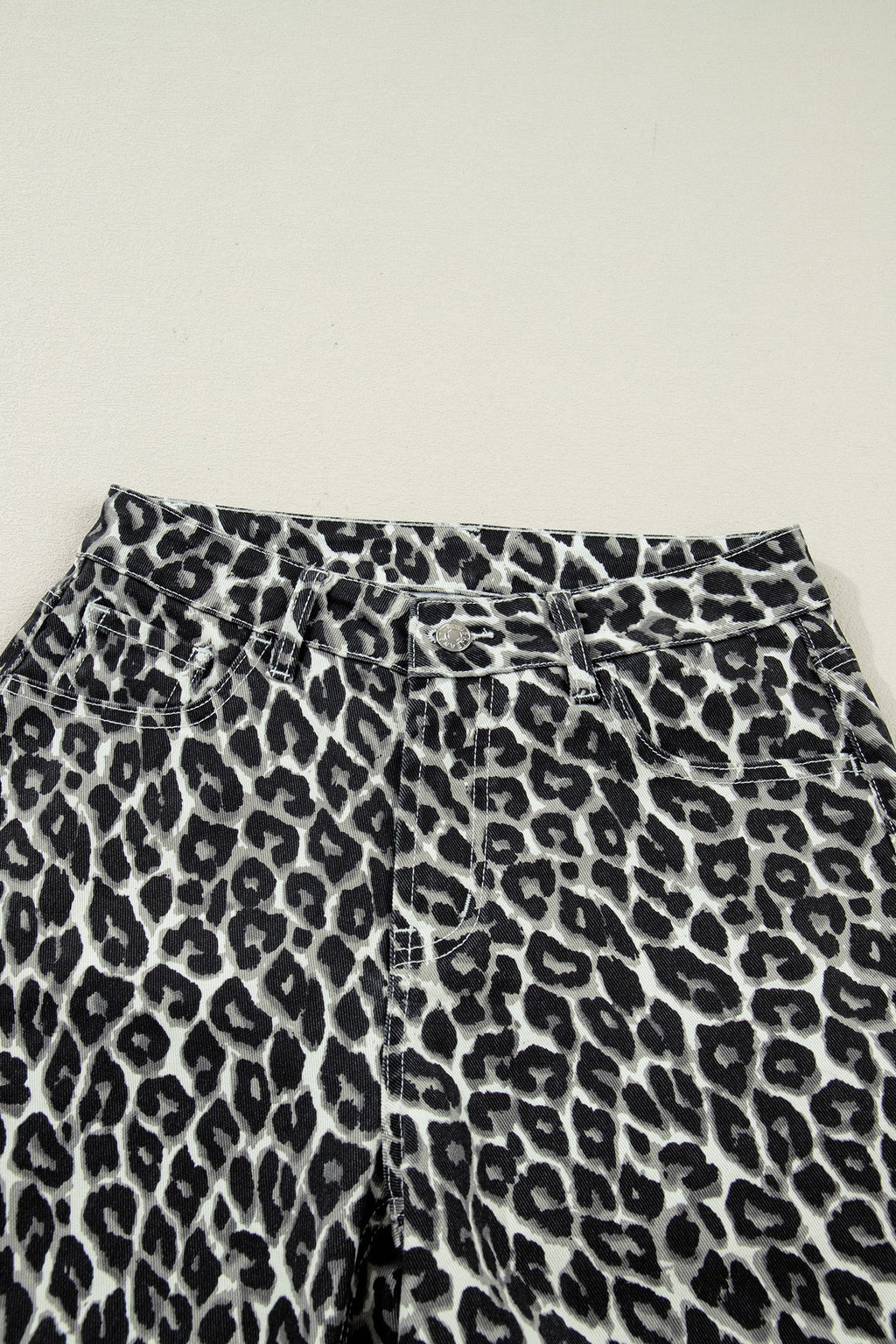 Black Leopard Print Barrel Jeans
