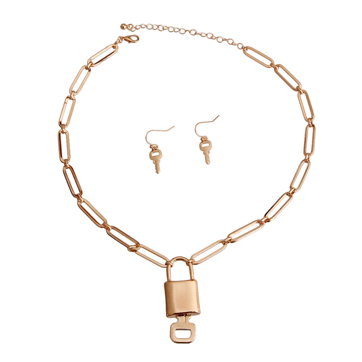Statement Necklace Gold Oval Link Lock Stylish Jewelry Accessory