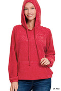 Brushed Hacci Melange Hooded Sweater