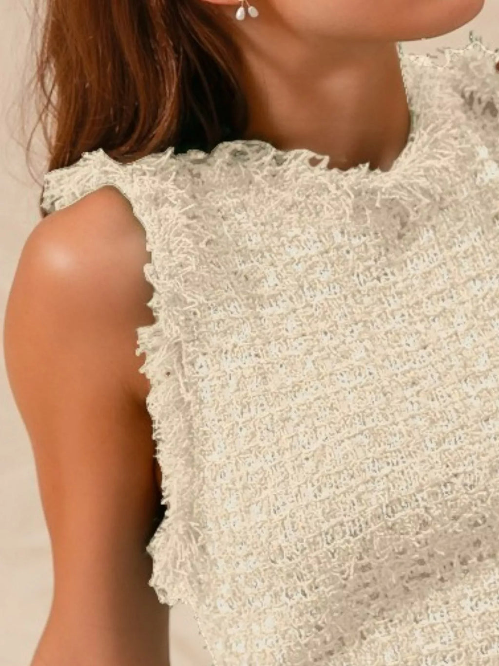 Tweed Knit Sweater Vest Top