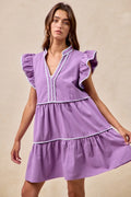 Gameday Theme Contrast Binding Ruffled Dress