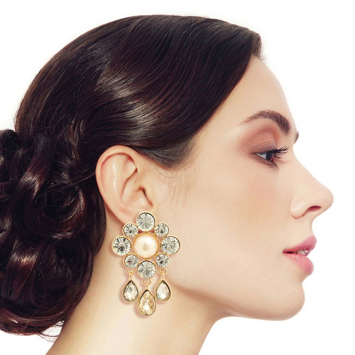 Flower Stud Earrings Gold Antique Stylish Chic Jewelry