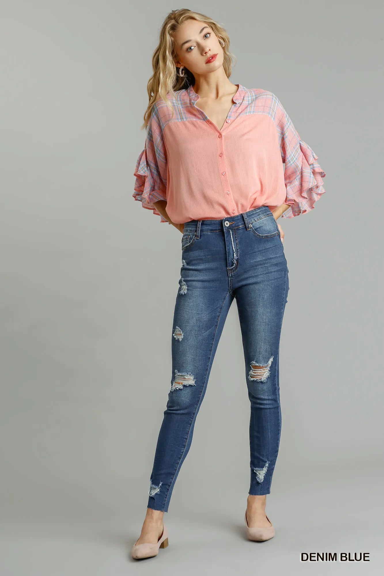 Distressed Skinny Jeans with Pockets