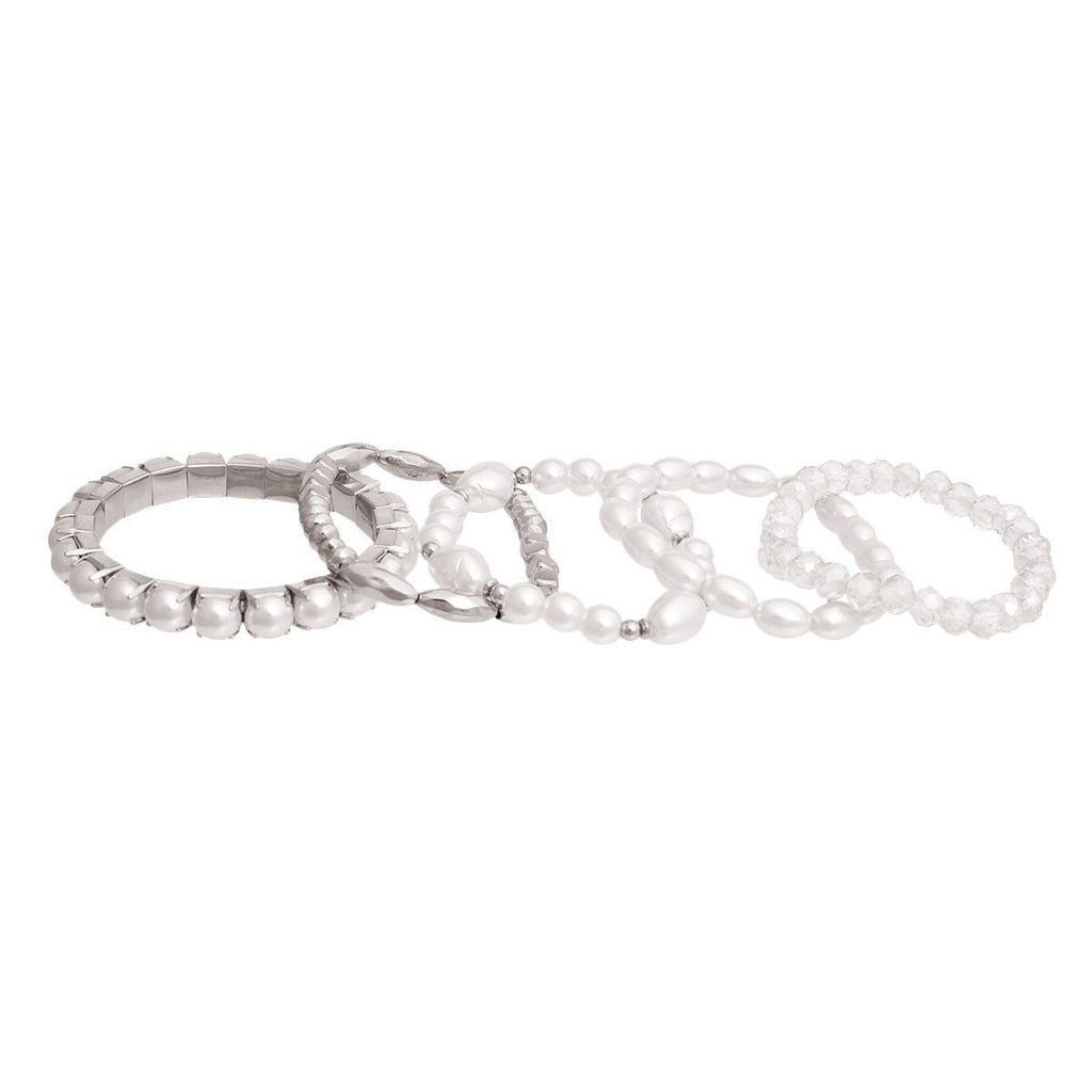 Bracelets with White Pearls and Glass Beads – Stylish Layered Jewelry Accessory