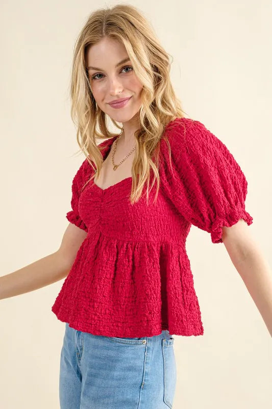 Lovely Textured and Smocked Top