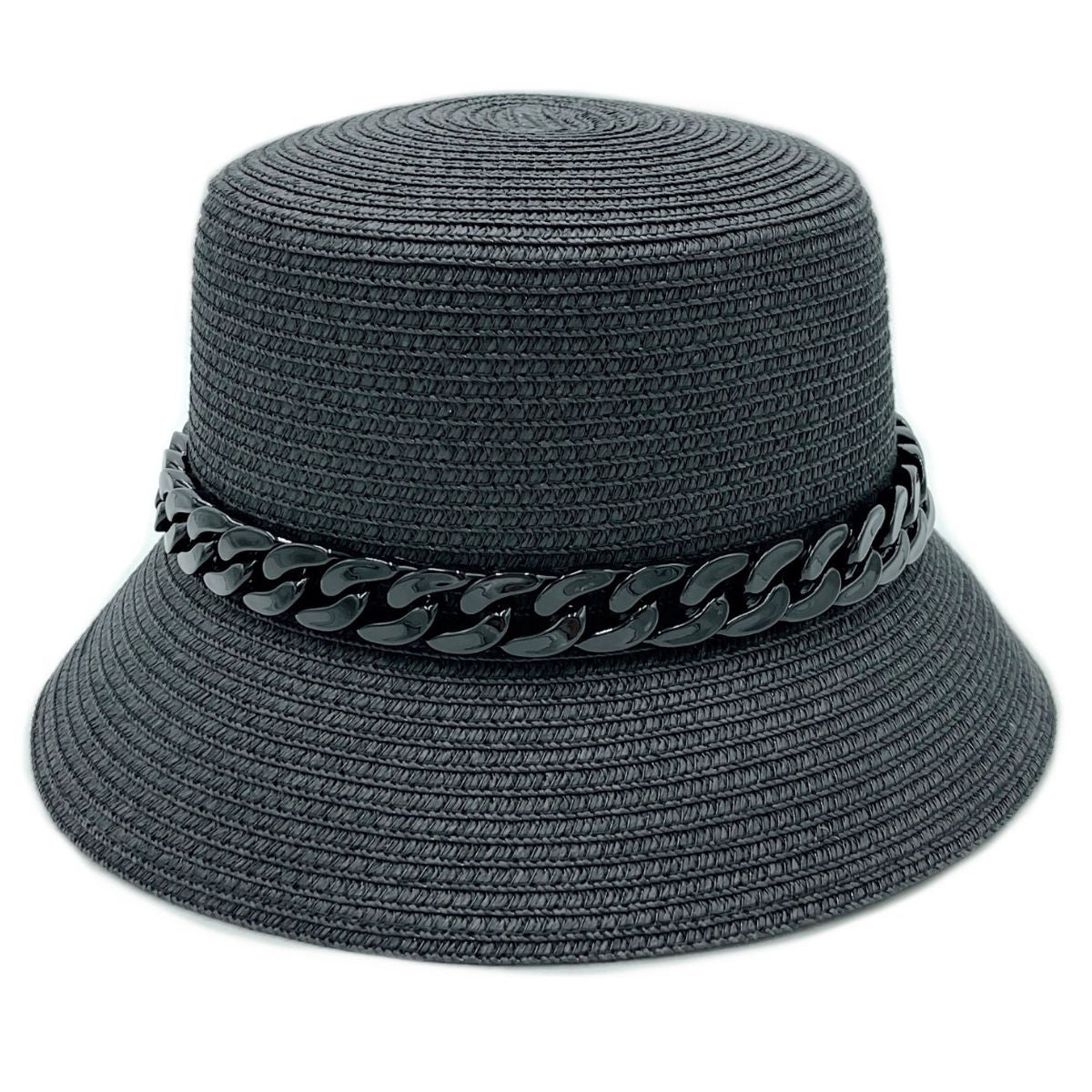 Bucket Hat Black with Chain Detail Trendy Casual Accessory