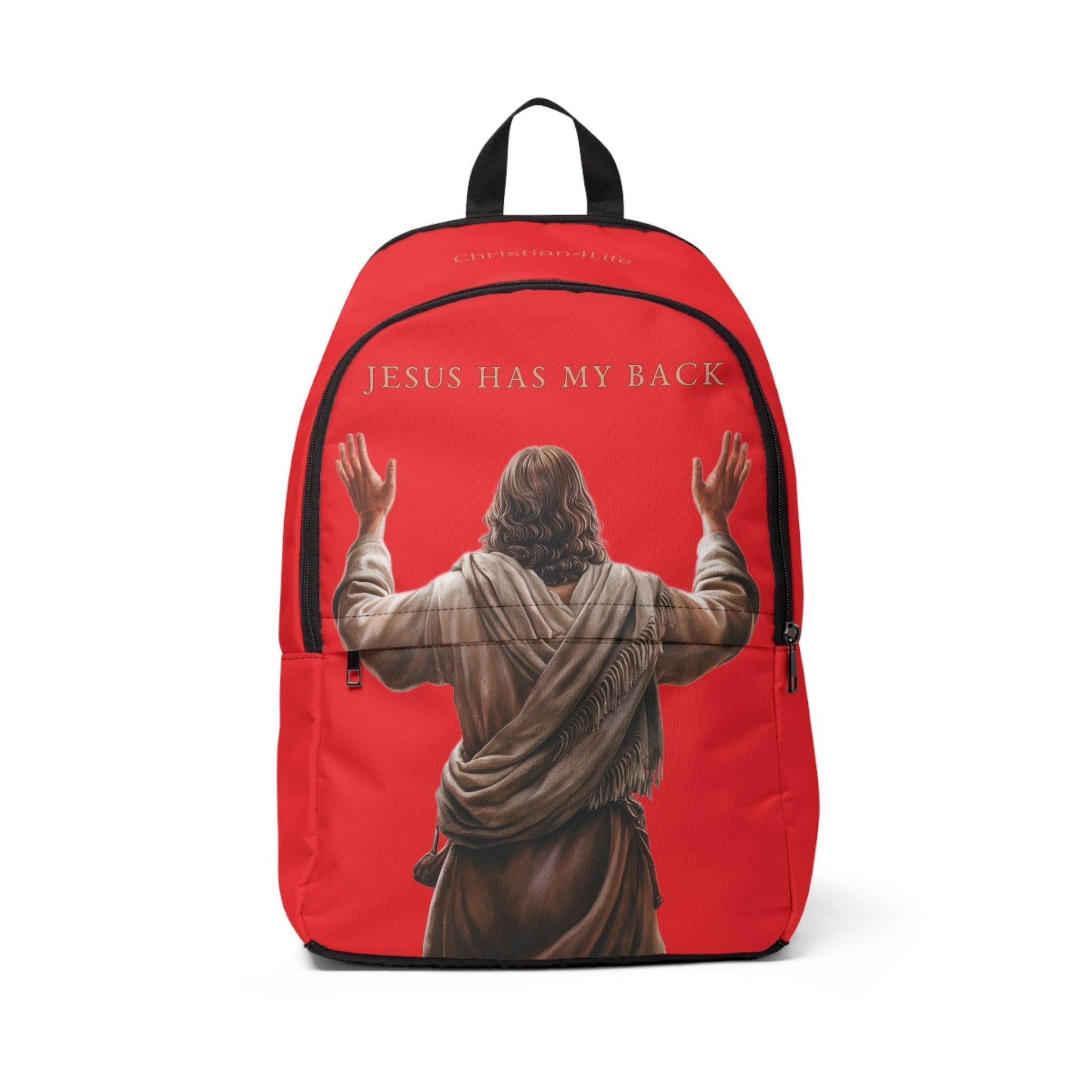 "Jesus Has My Back" Christian Backpack (Choose Red Shade)