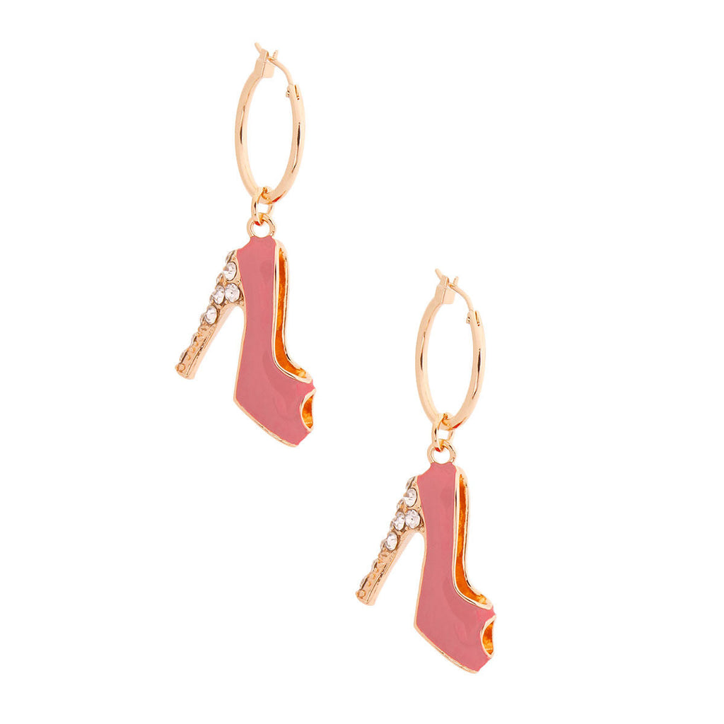 Statement Pink High Heel Hoop Earrings