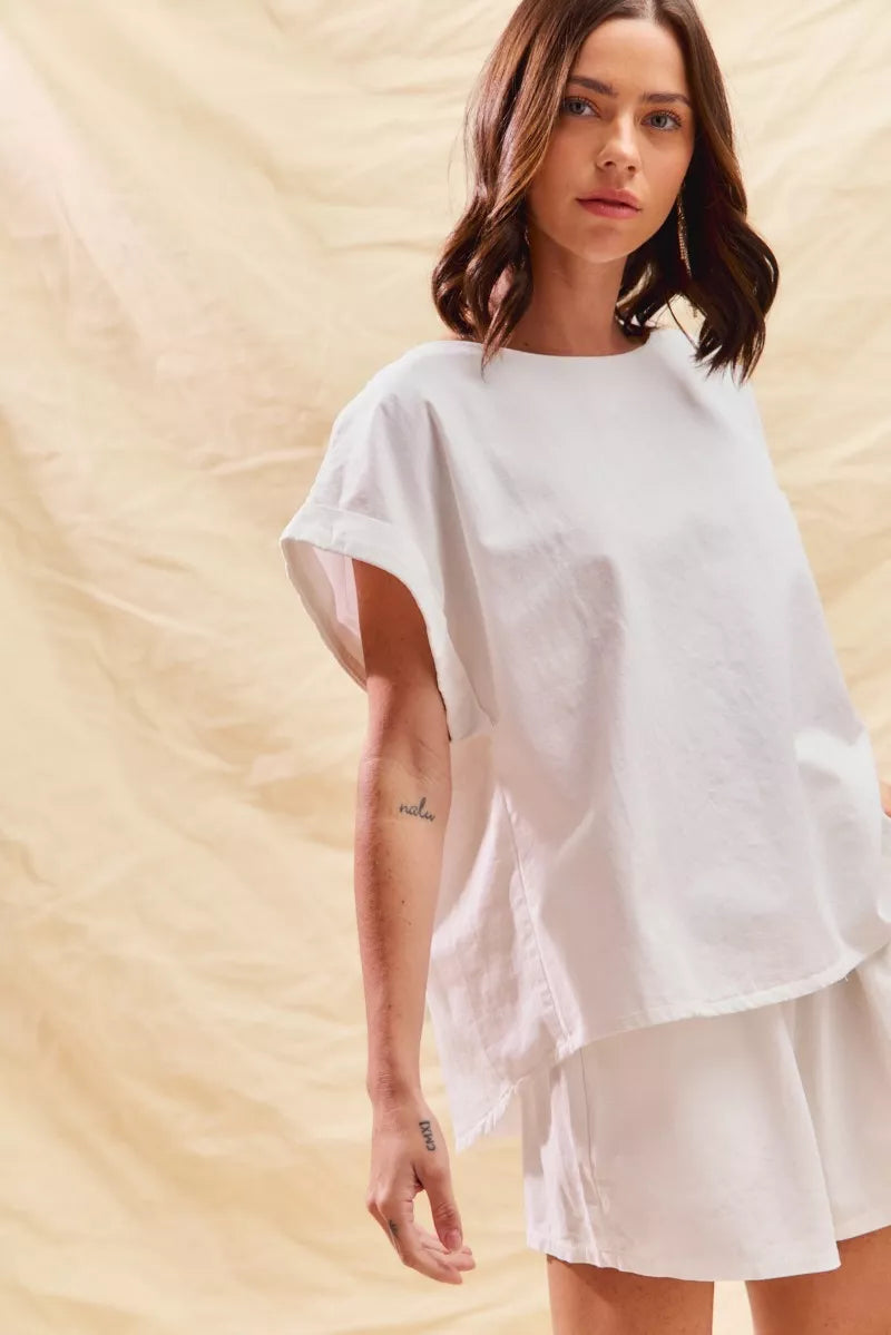 Round Neck Short Sleeve Top and Shorts Set