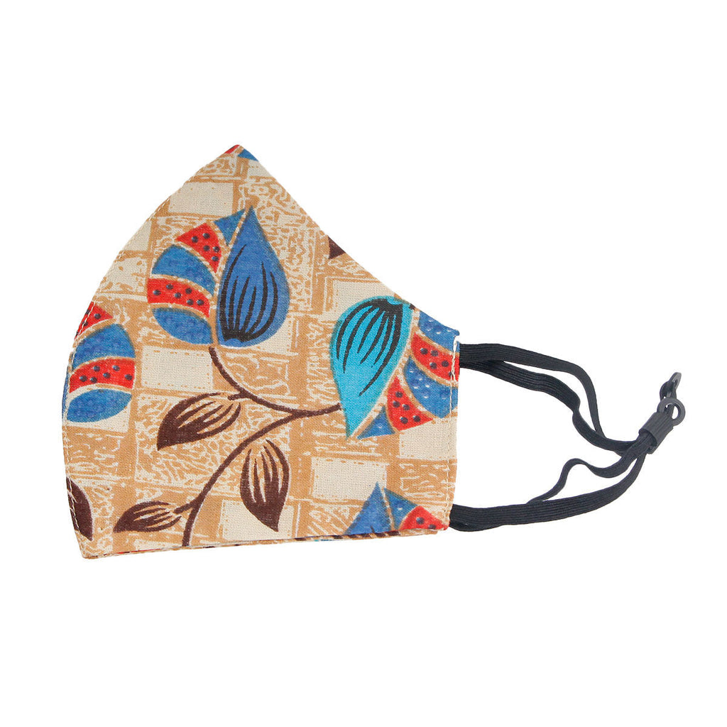 Fashion Face Mask with Blue Leaves Print, Stylish and Trendy Accessory