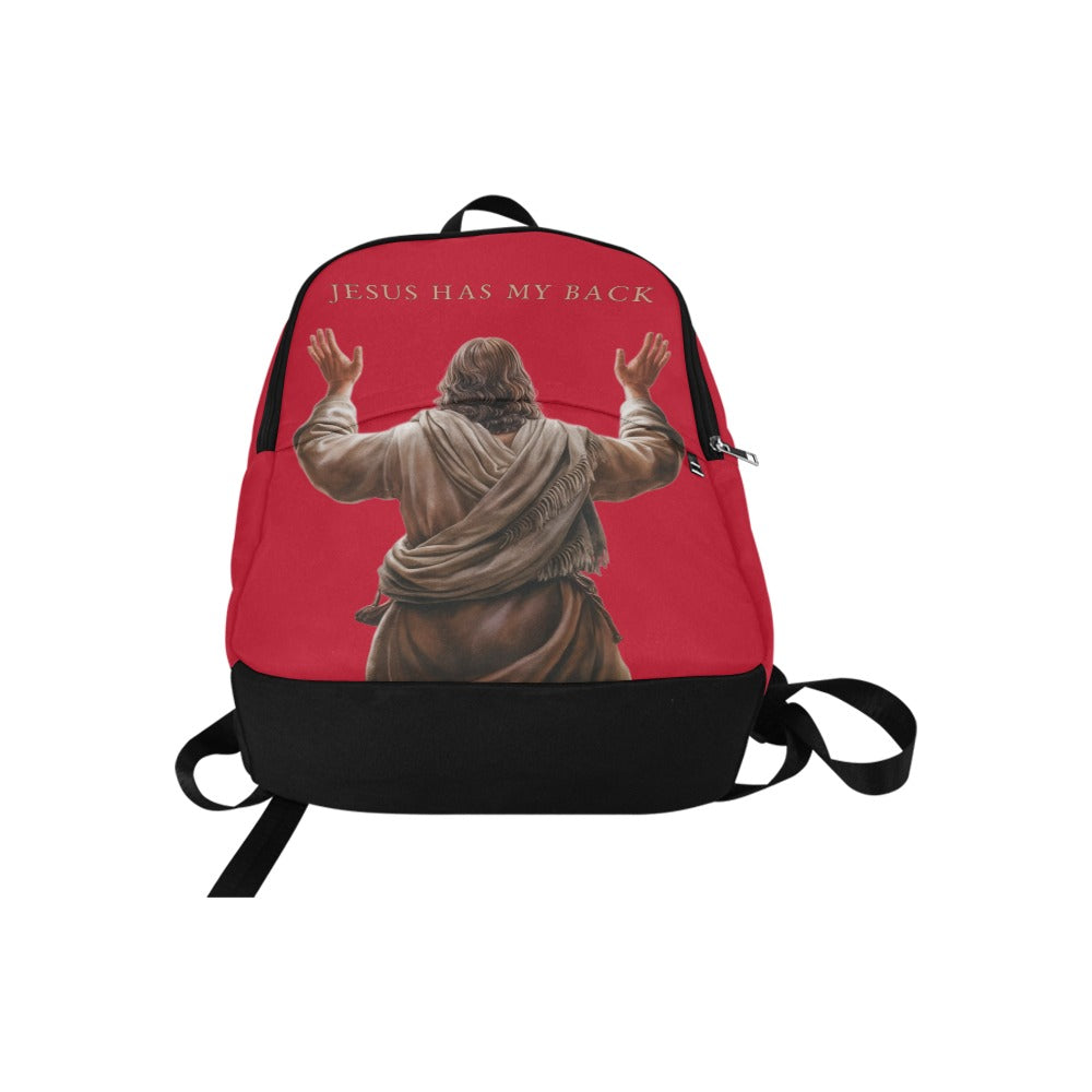 "Jesus Has My Back" Christian Backpack (Choose Red Shade)