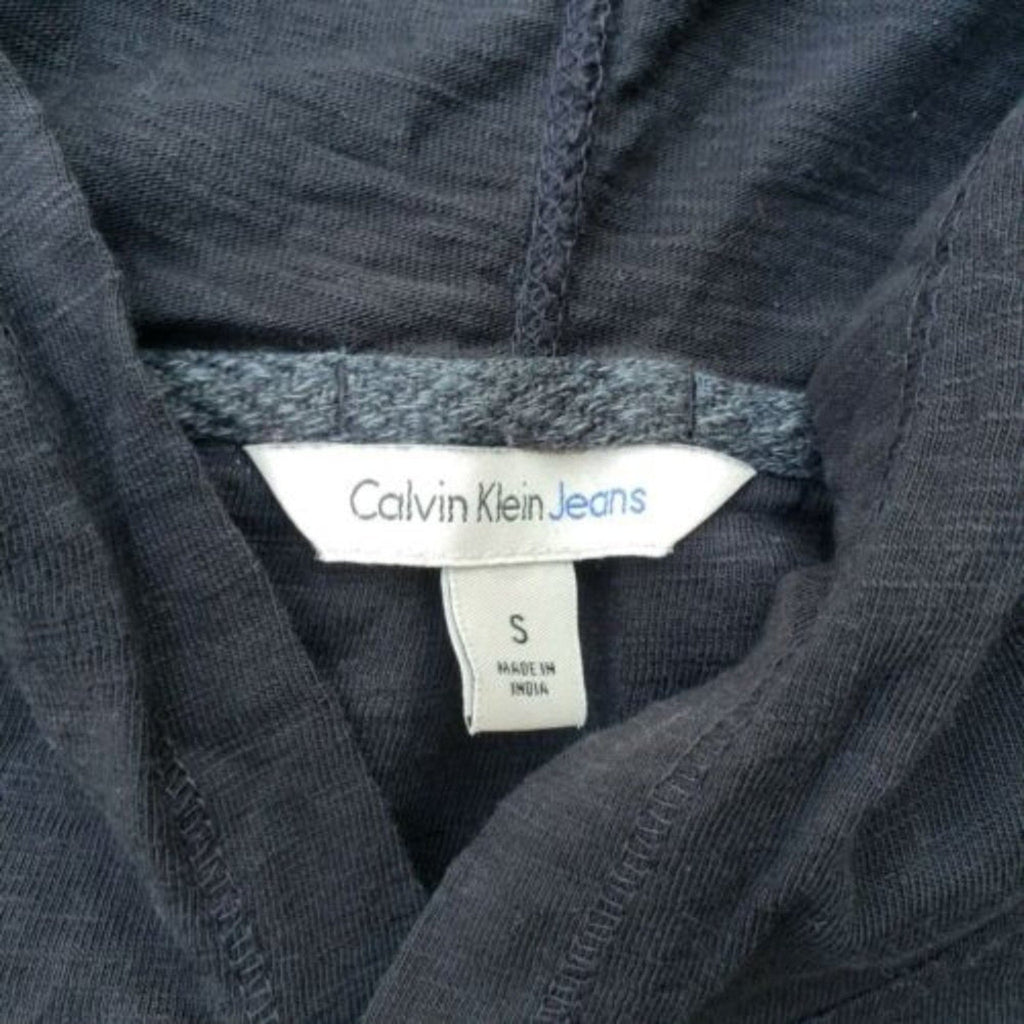 Calvin Klein Jeans Mens Small Black 100% Cotton Long Sleeve Hooded Henley Shirt