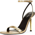 Modatope Womens Size 9 Shiny Gold 4.5" Heel Stiletto Open Toe Ankle Strap Shoes