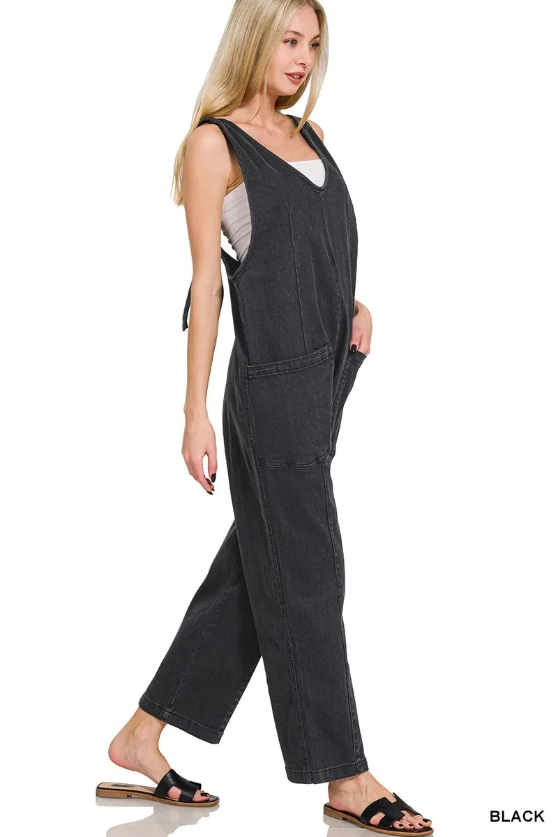 Casual Adjustable Strap Baggy Jumpsuit with Pocket