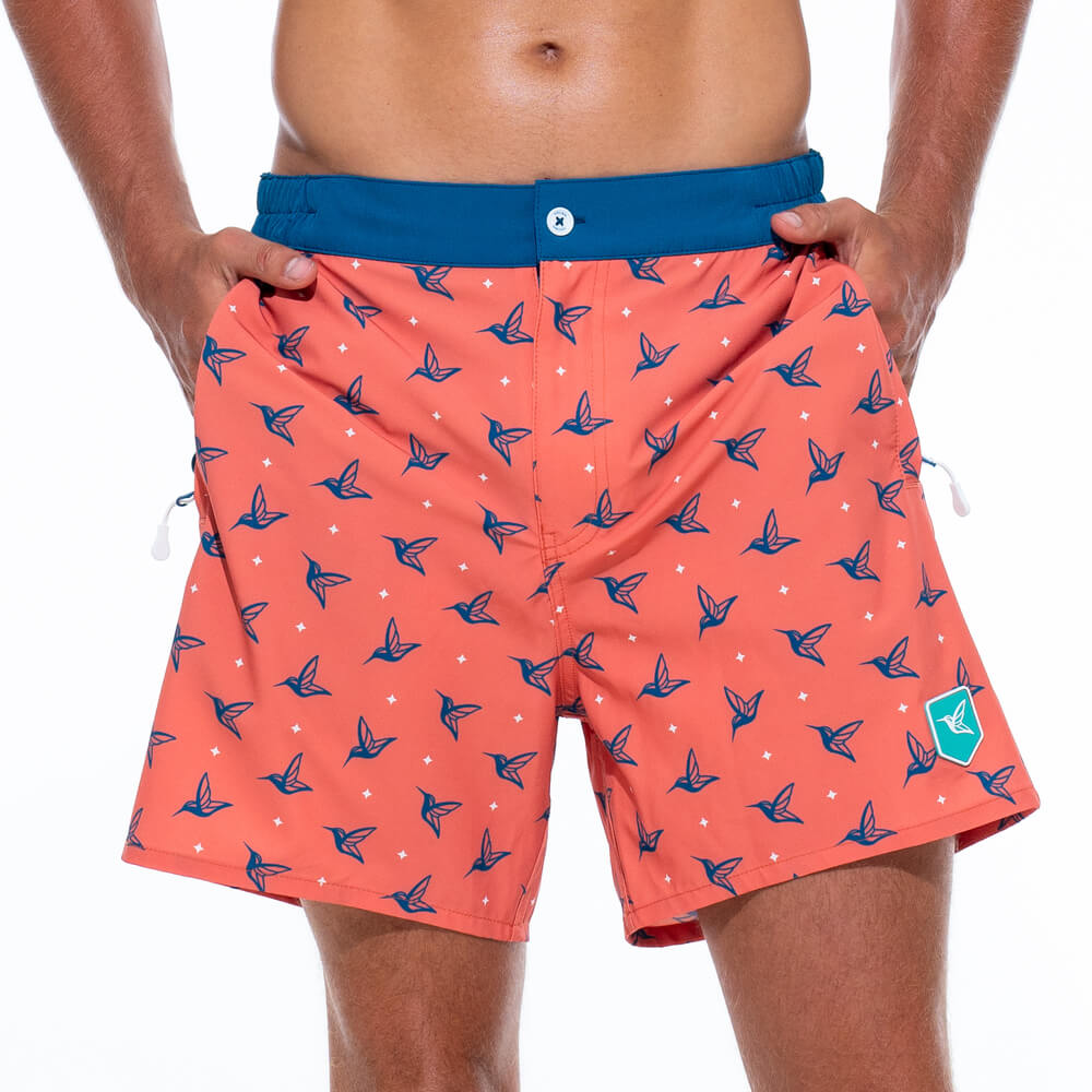 Mens Orange Swim Trunks
