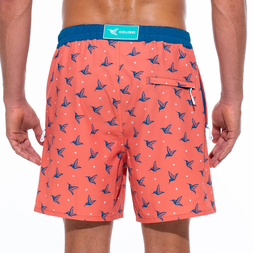 Mens Orange Swim Trunks