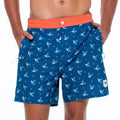 Mens Luxury Monogram Swim Trunks in Deep Ocean