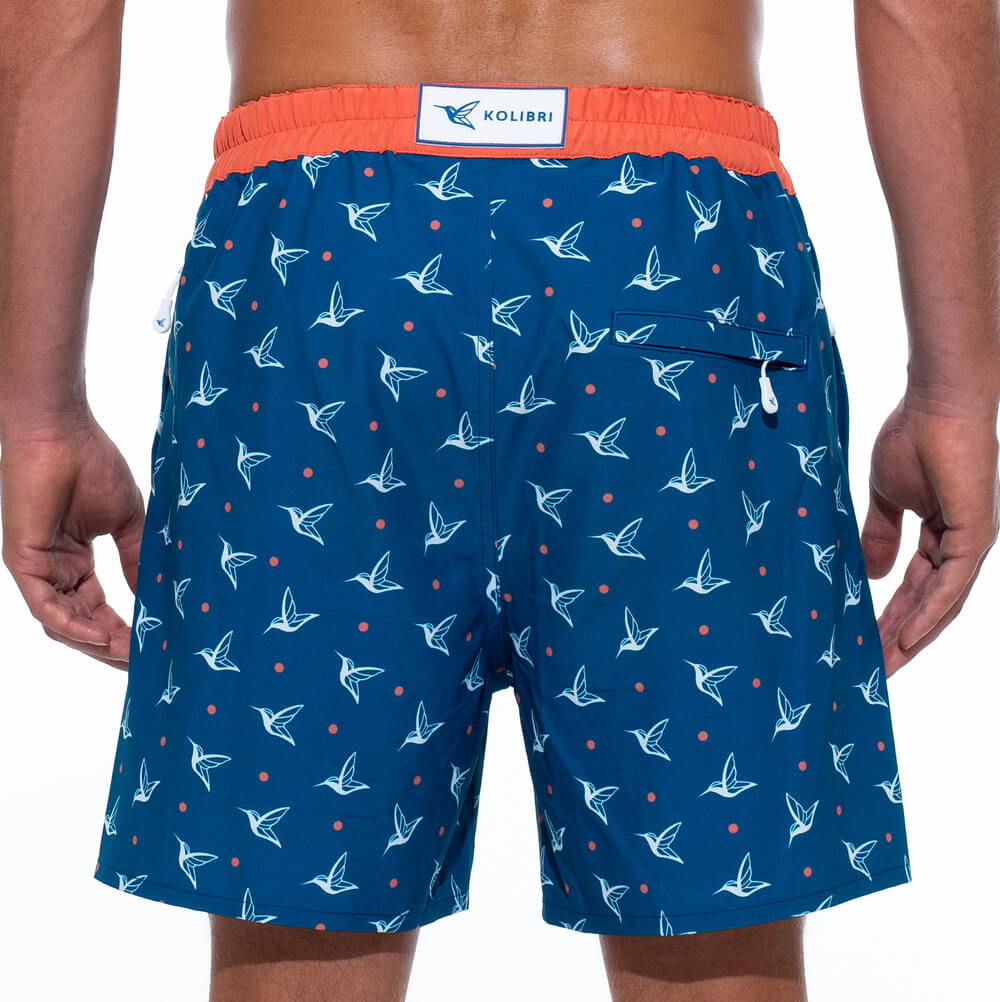 Mens Luxury Monogram Swim Trunks in Deep Ocean