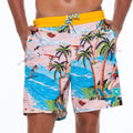Island Print Mens Tropical Swim Trunks