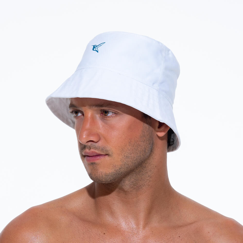 Mens White Bucket Hat