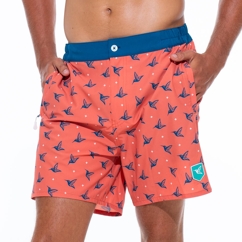 Mens Orange Swim Trunks