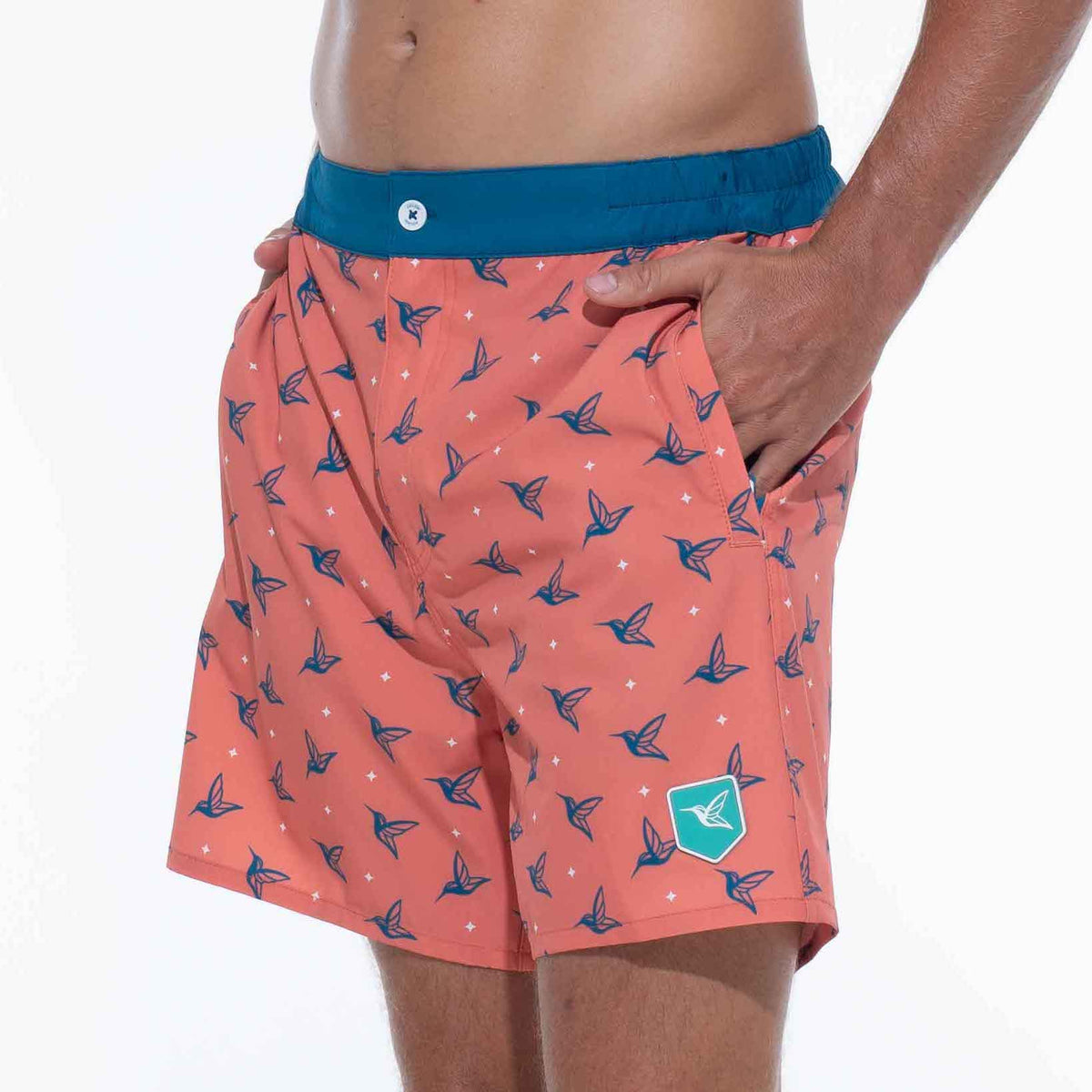 Mens Orange Swim Trunks
