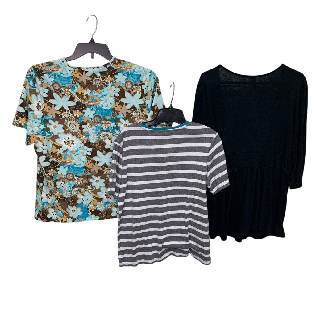 Lot of 3 TanJay Croft & Barrow Womens Large Short Sleeve Floral Shirts Blouses