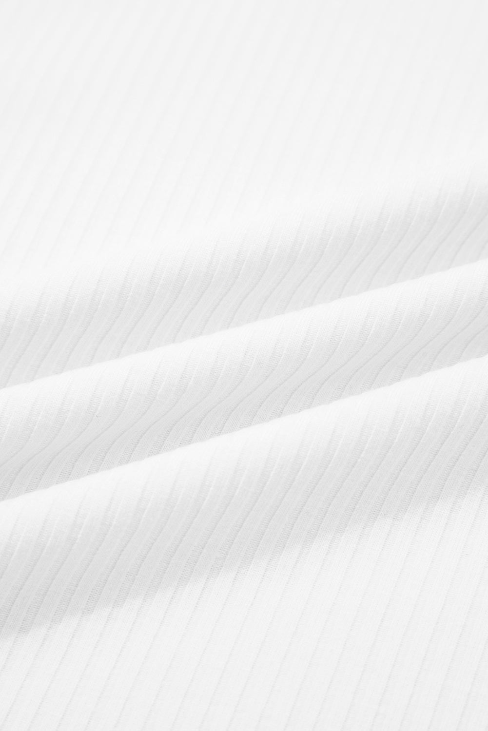 White Solid Color Ribbed Ruffled Short Sleeve T Shirt