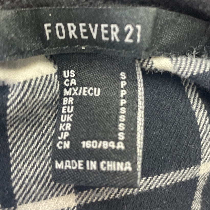 Forever 21 Womens Small Button Up Lined Hooded Plaid Shirt Hoodie Jacket
