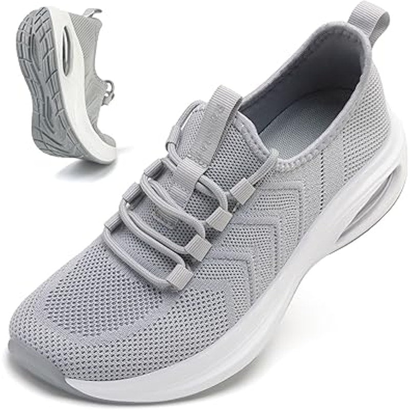 Womens Size 8.5W Wide Gray Lace Up Arch Support Air Cushion Athletic Shoes