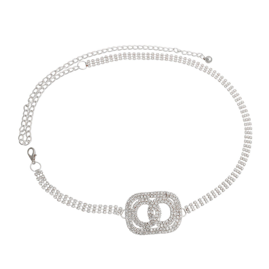Chain Belt Silver Embellished Infinity Link Stylish Fashion Accessory