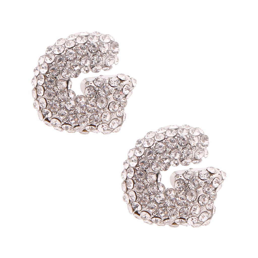 Silver Rhinestone Stud Earrings Trendy Fashion Jewelry