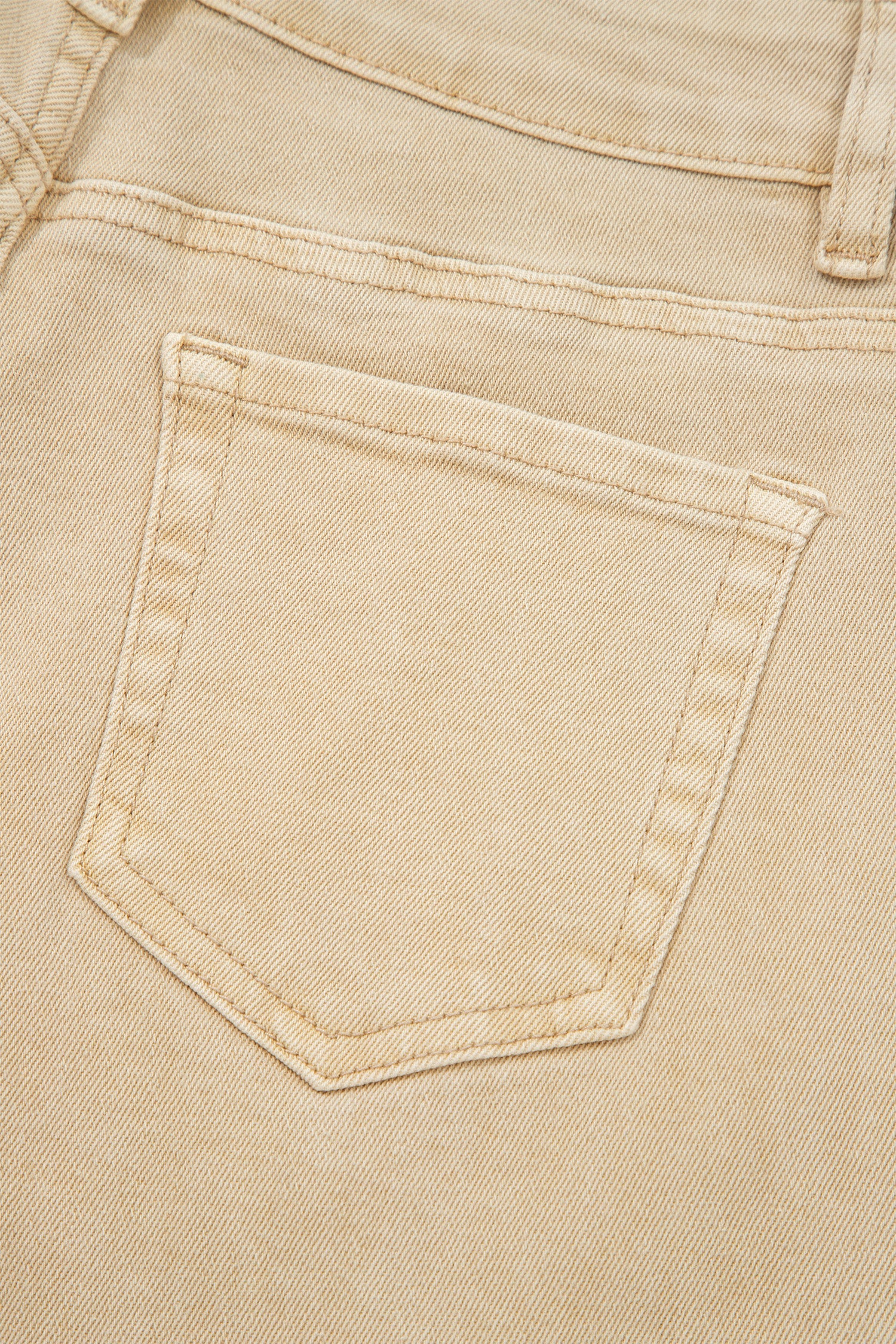 Apricot Solid Color Seamed Center Wide Leg Cropped Jeans