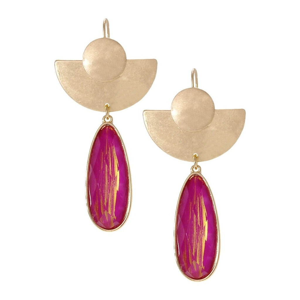Teardrop Fish Hook Earrings Fuchsia Stylish Statement Jewelry