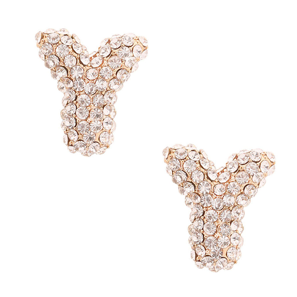 Gold Rhinestone Stud Earrings Stylish Fashion Jewelry