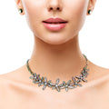 Statement Rainbow Metal Flower Chain Necklace Stylish Fashion Jewelry Accessory