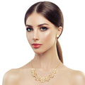 3D Flower Collar Set Gold Glass Statement Necklace Chic Jewelry Accessory
