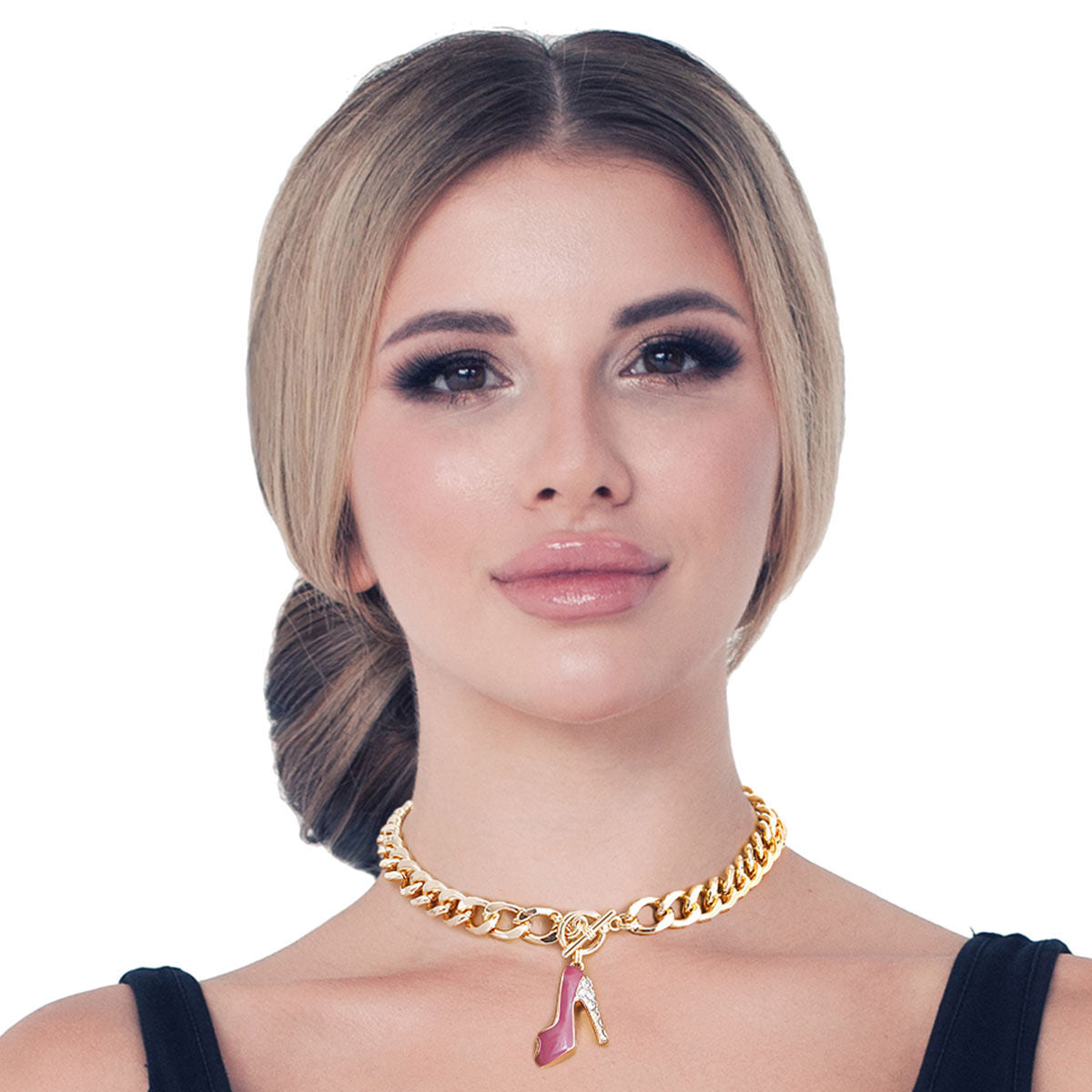 High Heel Necklace Pink Boutique Stylish Statement Jewelry Accessory