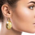 Oval Opal Marbled Eurowire Hoop Earrings – Stylish Statement Jewelry
