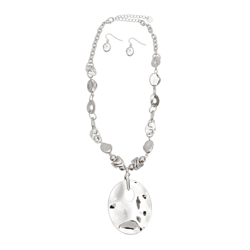 Pendant Necklace Silver Organic Link Stylish Statement Jewelry