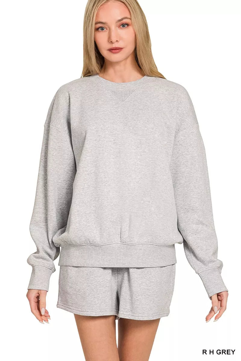 Fleece Long Sleeve Sweatshirts & Shorts Set