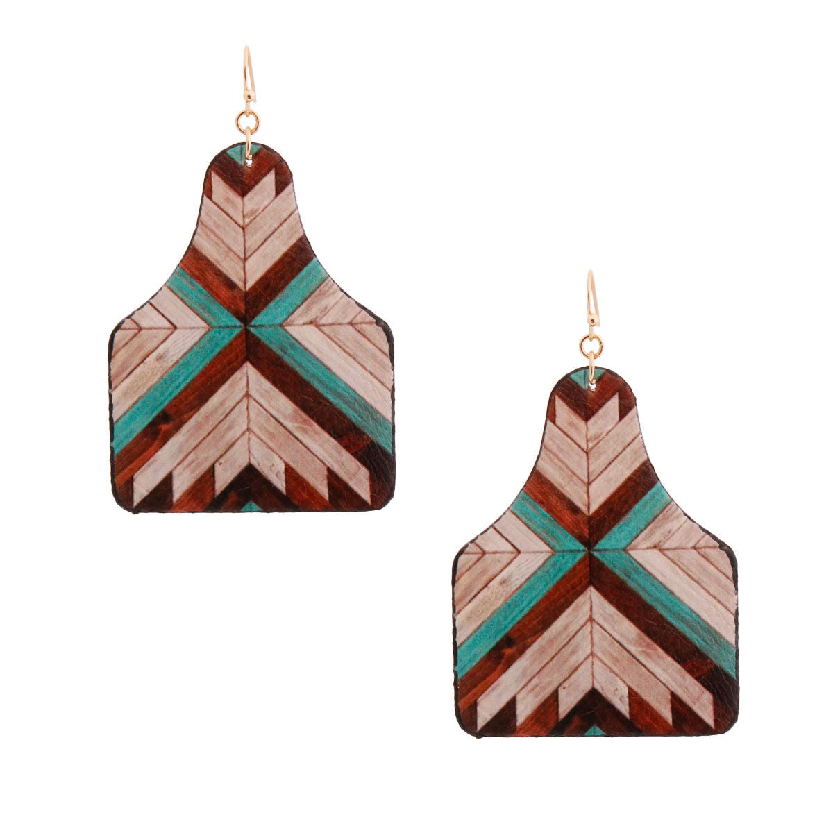 Statement Leather Paddle Earrings Brown Mosaic Stylish Fashion Jewelry