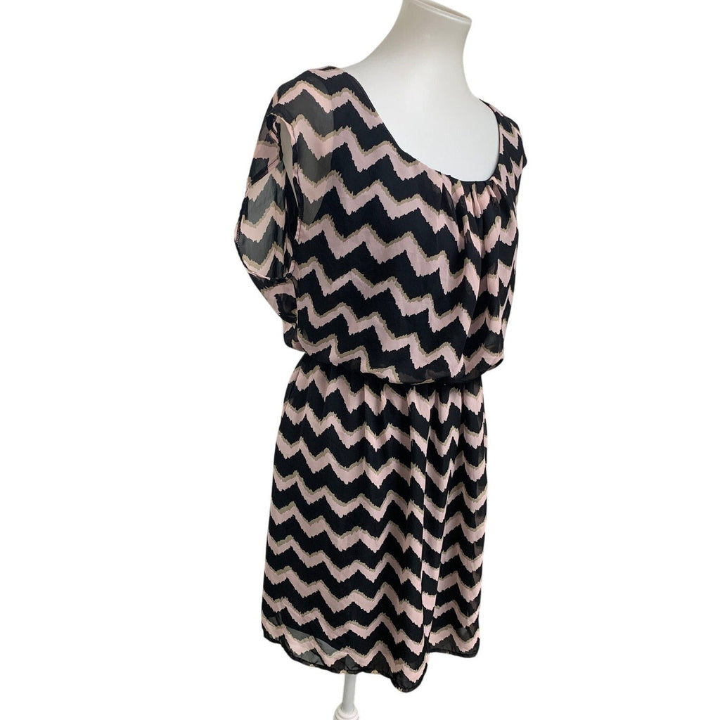 Lily Rose Womens Large 100% Polyester Chevron Stripe Sleevless Blouson Dress