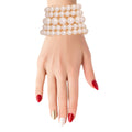 Bracelet Ensemble Cream Stretch 5-Piece Layered Stylish Pearl Harmony