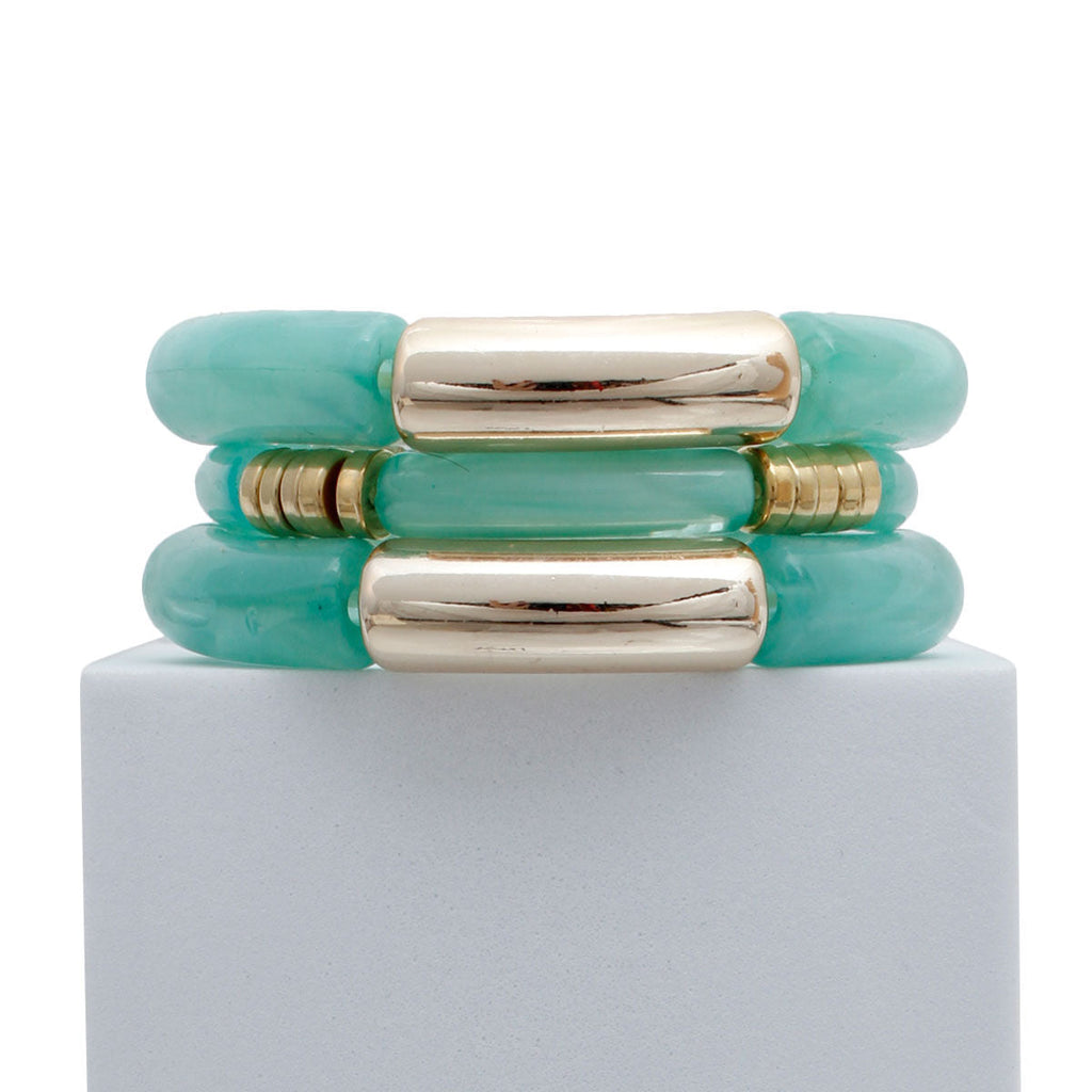 Stretch Tube Bangle Set Turquoise Stylish Statement Jewelry